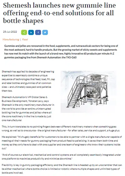 Shemesh Gummies Line in Nutraceuticals Business Review