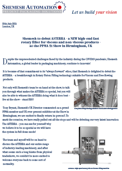 Shemesh debuts ASTERRA at PPMA Show