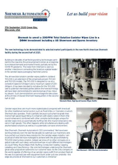 Shemesh launches New 200ppm line 3mm investment